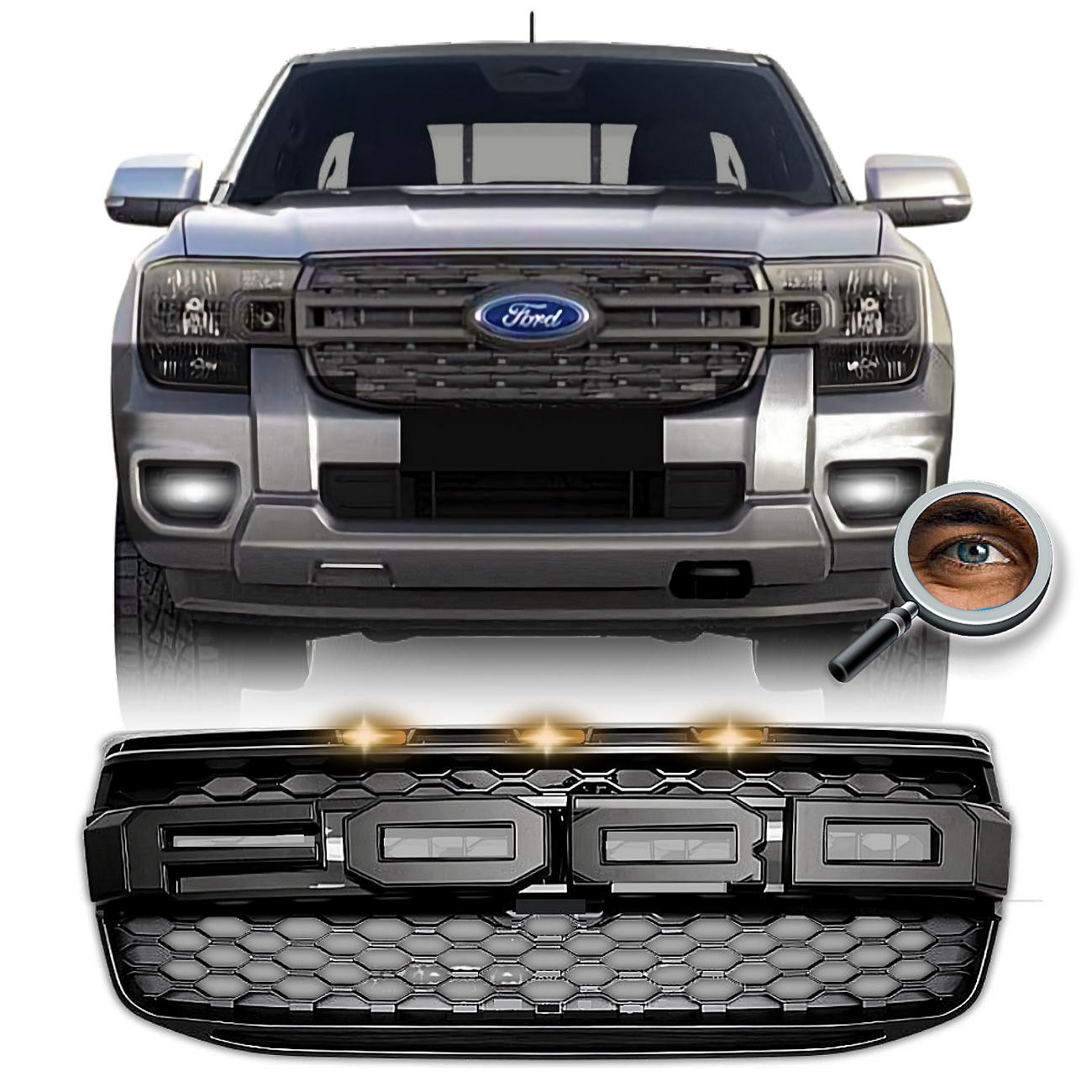 Parrilla RANGER XL / Negro Mate / Led's Ambar
2023 - 2026