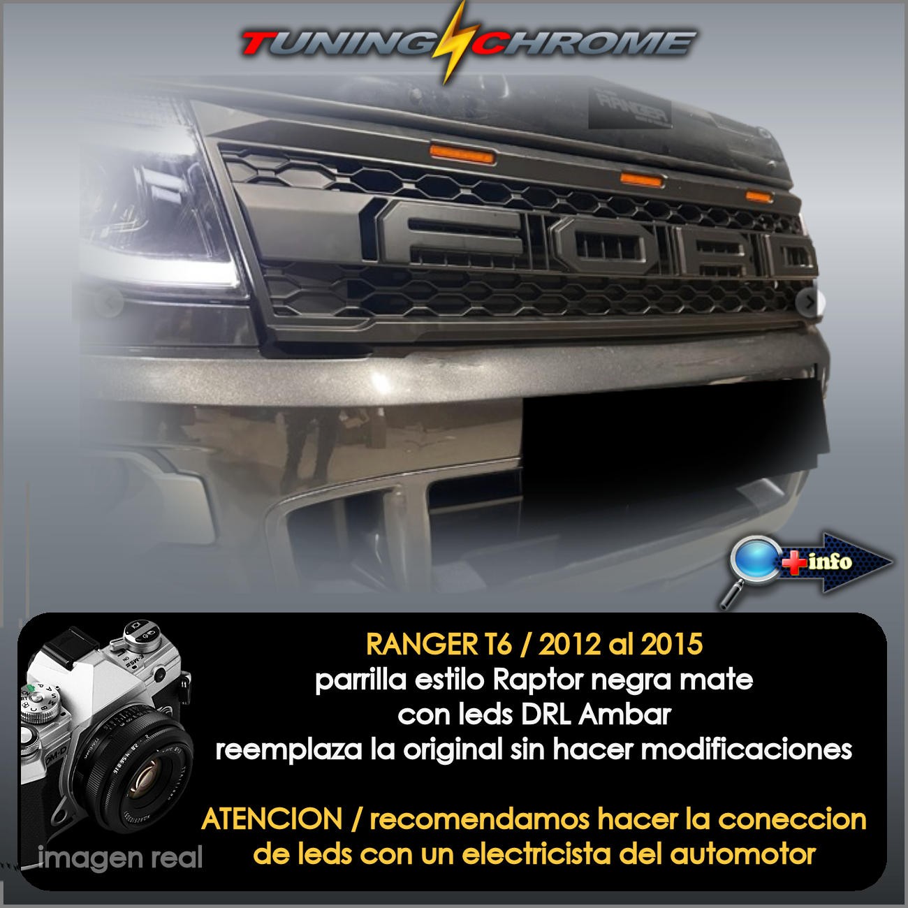 Parrilla RANGER T6 / Negro Mate / Led's Ambar
2012 - 2015