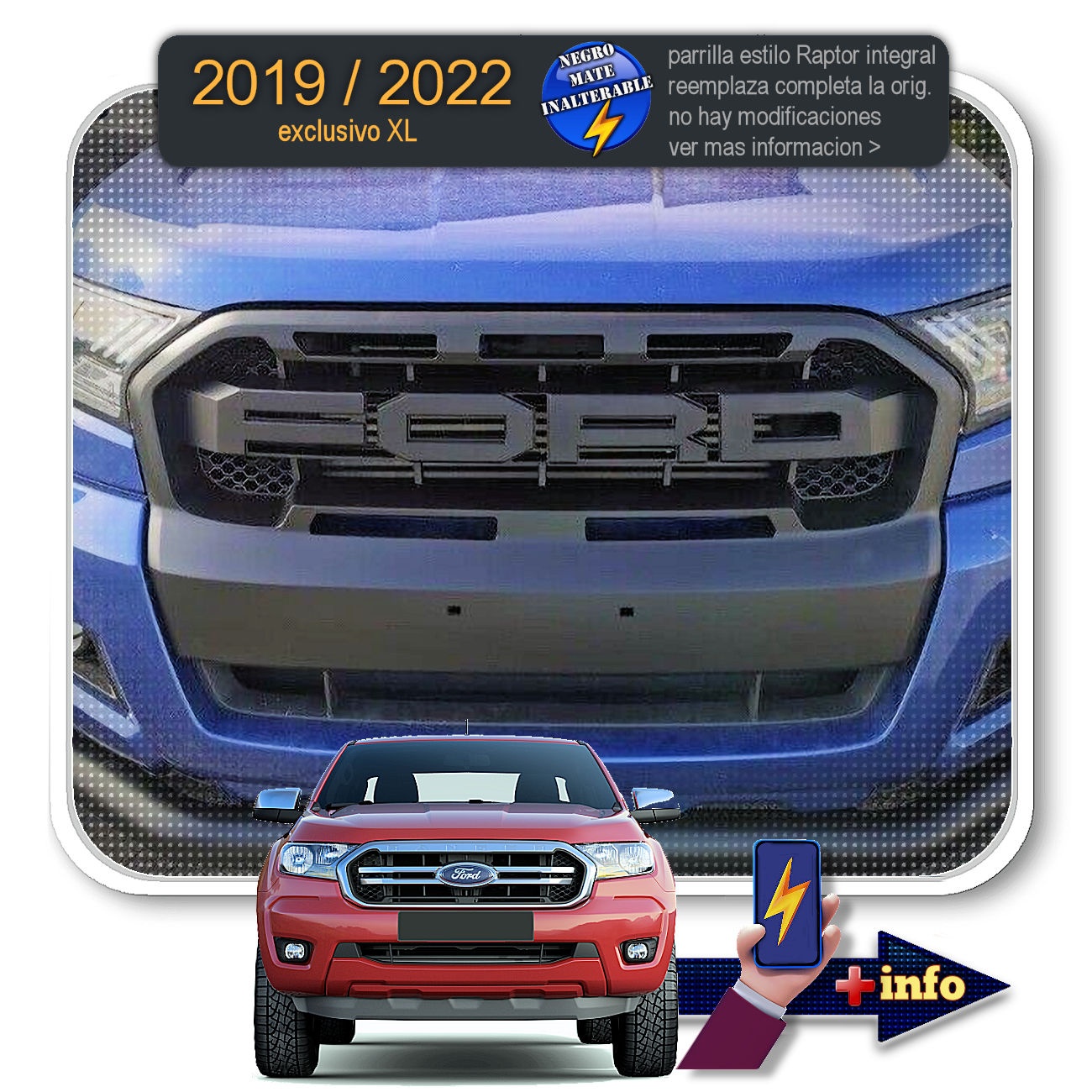 Parilla RANGER XL T8 / Negro Mate / NO LED'S
2019 - 2022