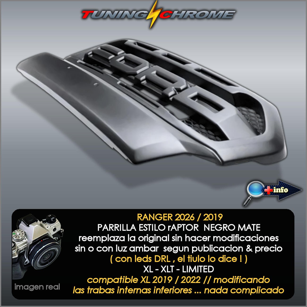 Parrilla RANGER T7 / Negro Mate / Led's Ambar
2016 - 2019