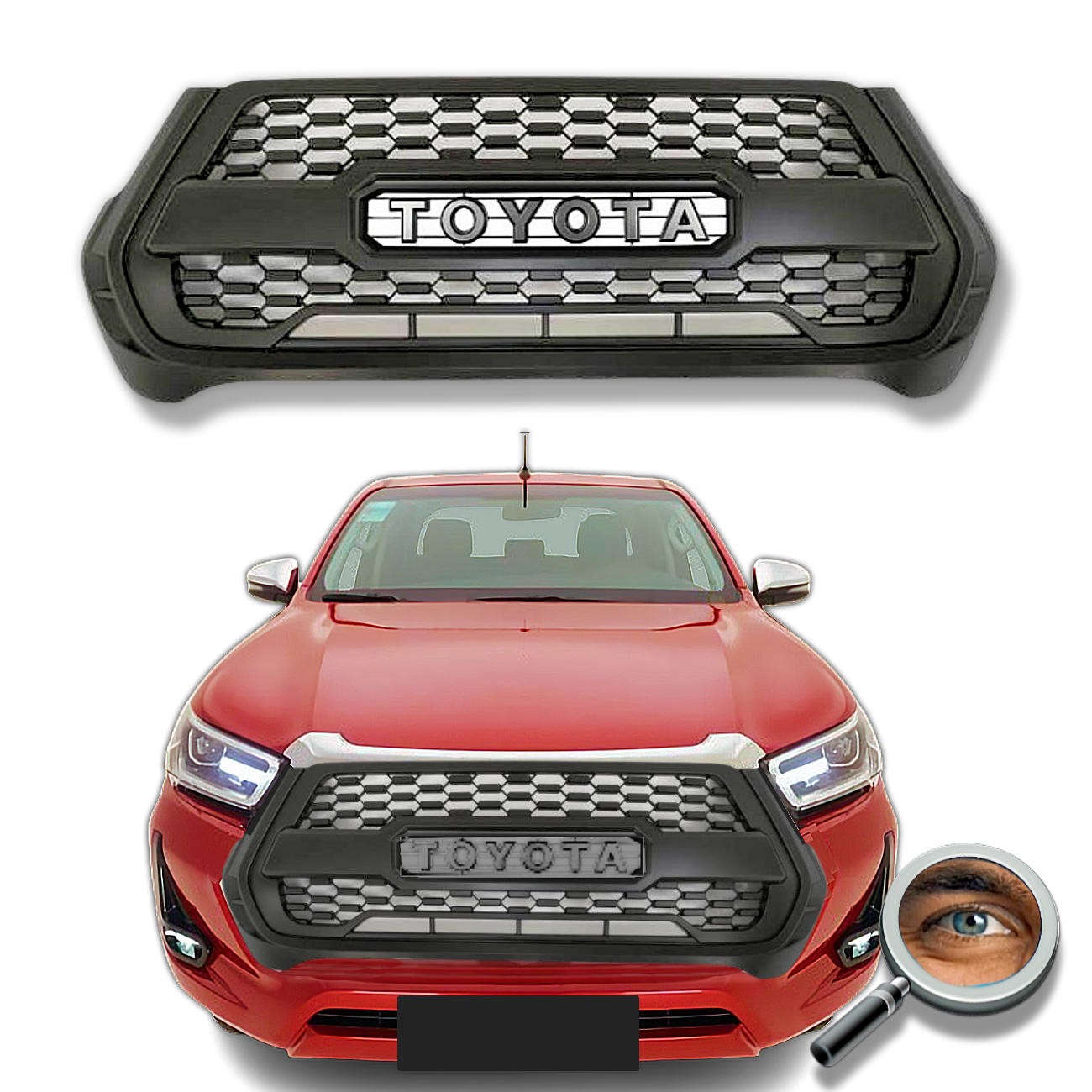 Parrilla HILUX REVO SR SRV SRX / Negro Mate / NO LED
2021 - 2026