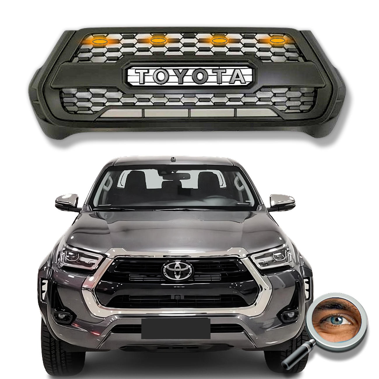 Parrilla HILUX REVO / Negro Mate / Led Ambar
2021 - 2026