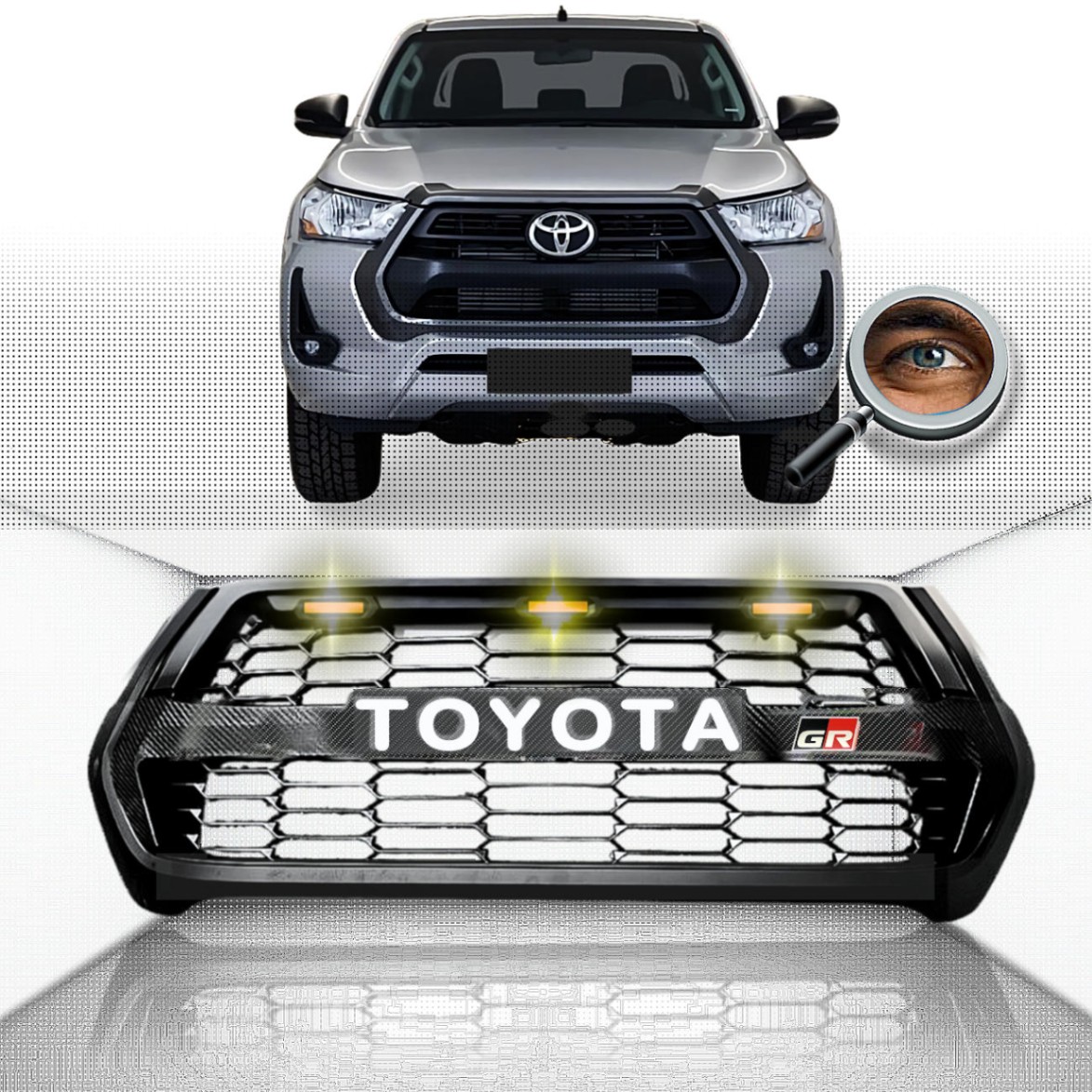 Parrilla HILUX GR SR SRV / Negro Mate / Led Ambar
2021 - 2026