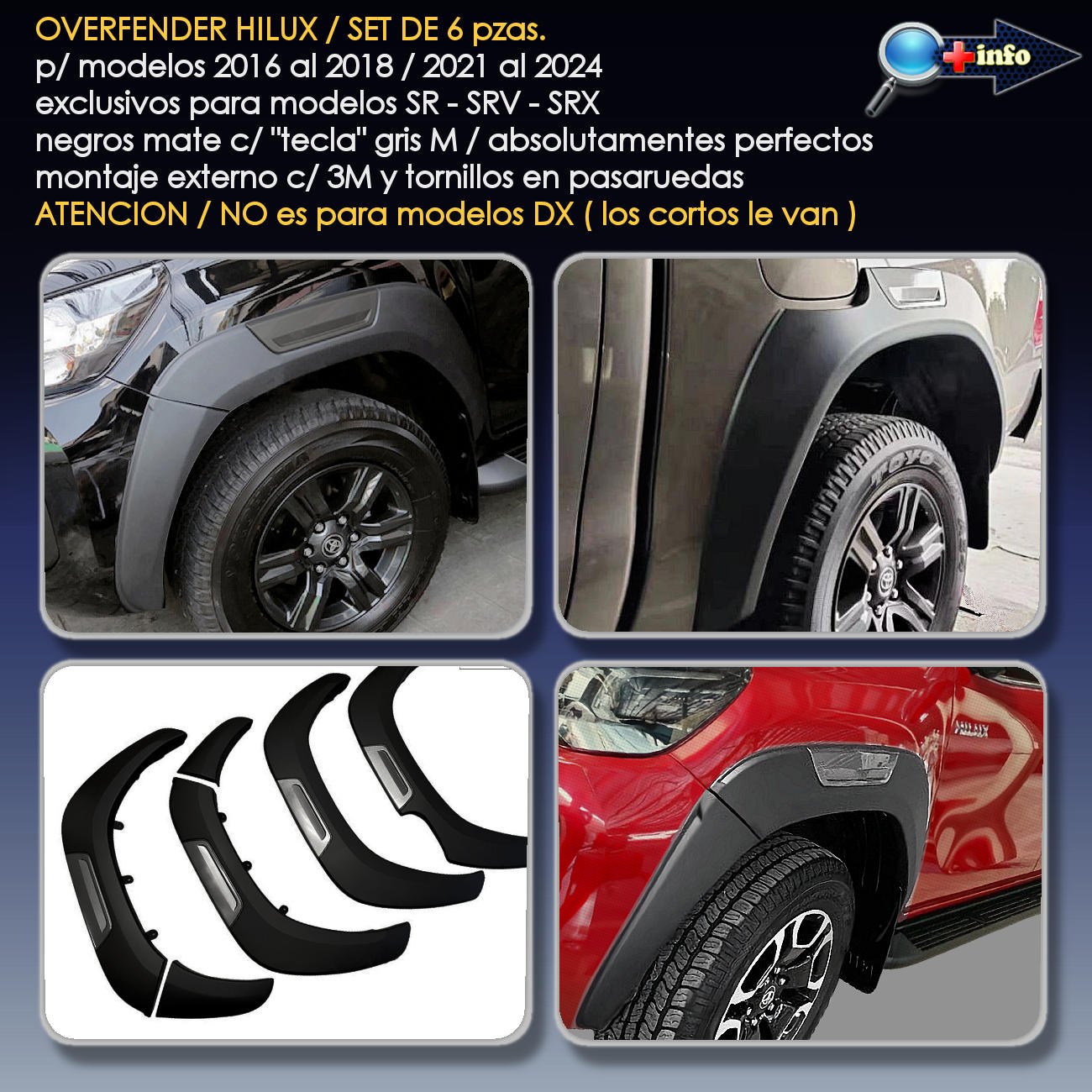 Overfender HILUX / Original OEM (Largo)
 "Tecla" Gris 2021 - 2025
