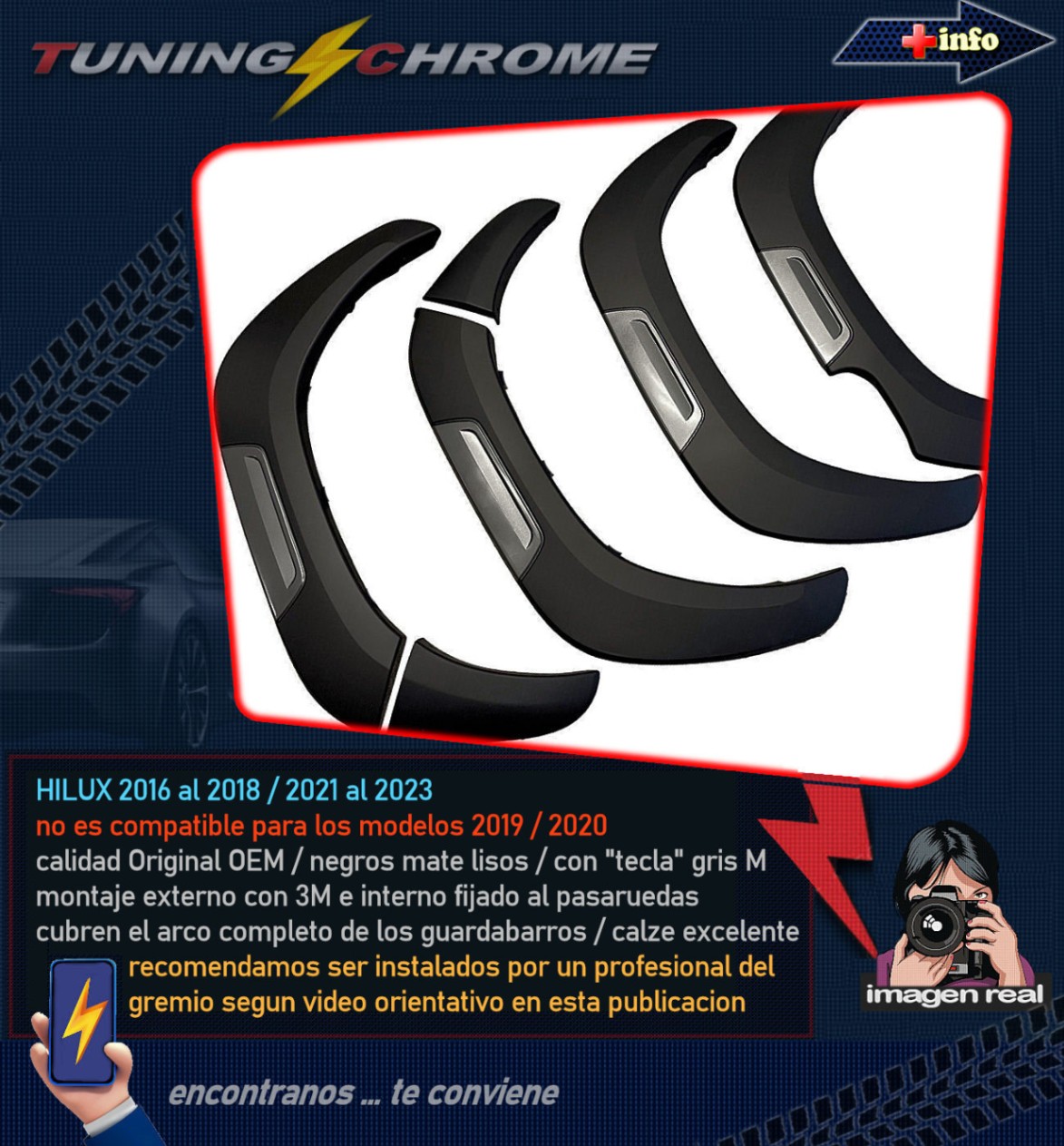 Overfender HILUX / Original OEM (Largo)
 "Tecla" Gris 2021 - 2025