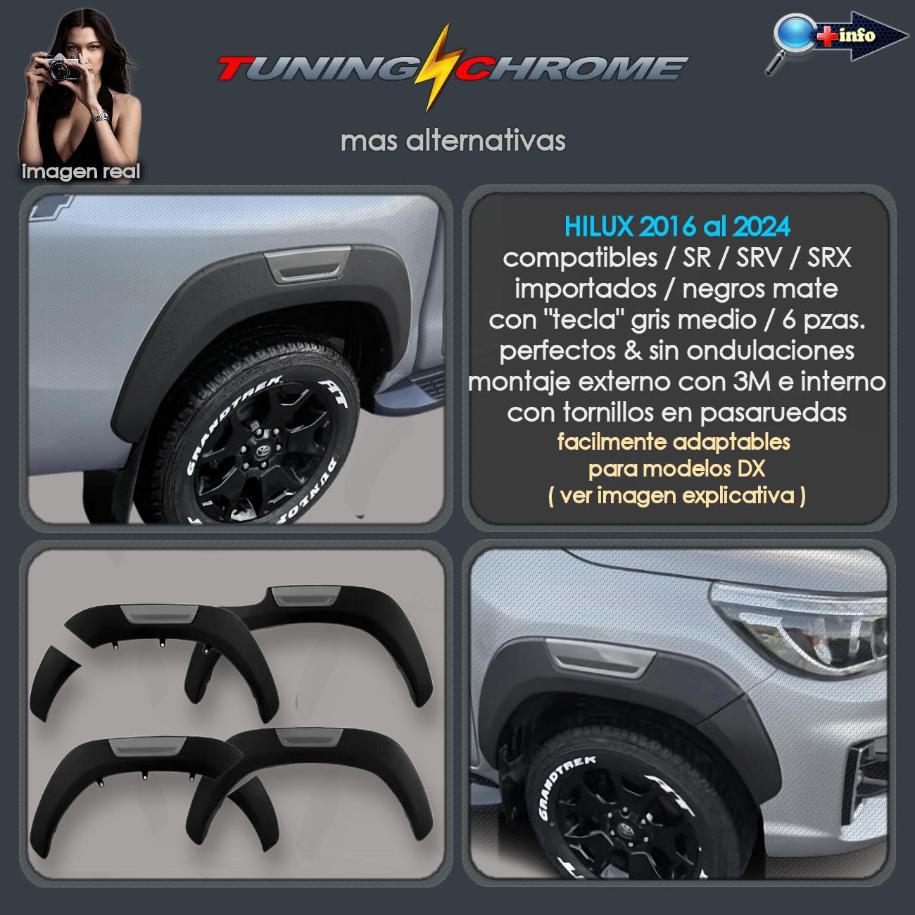 Overfender Original OEM / Negro Mate /"Tecla" Gris
 2016 - 2018