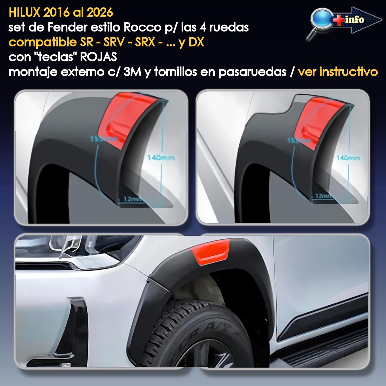 Overfender Orig. OEM / Negro Mate / "Tecla" Roja / (Corto)
 2021 - 2026
