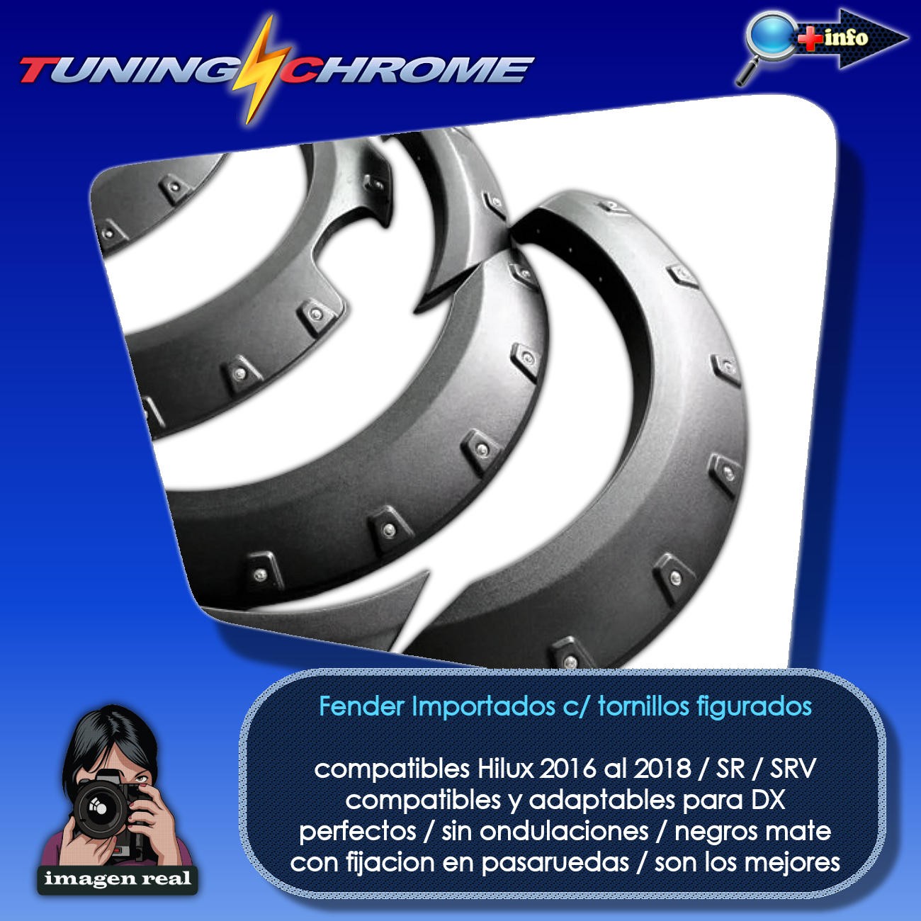 Overfender Tornillos Figurados / Negro Mate 
 Compatibles DX 2016 - 2025
