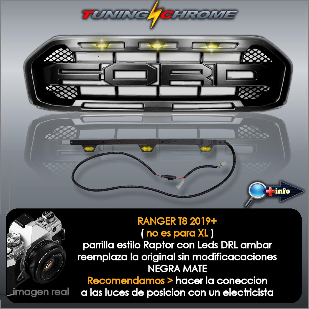 Parrilla RANGER T8 / Negro Mate / Led's Ambar XLT - Limited
2019 - 2022