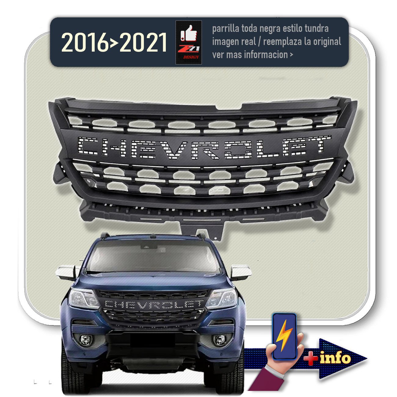 Parrilla S10 / Negro Mate / NO LED'S 
2016 - 2021