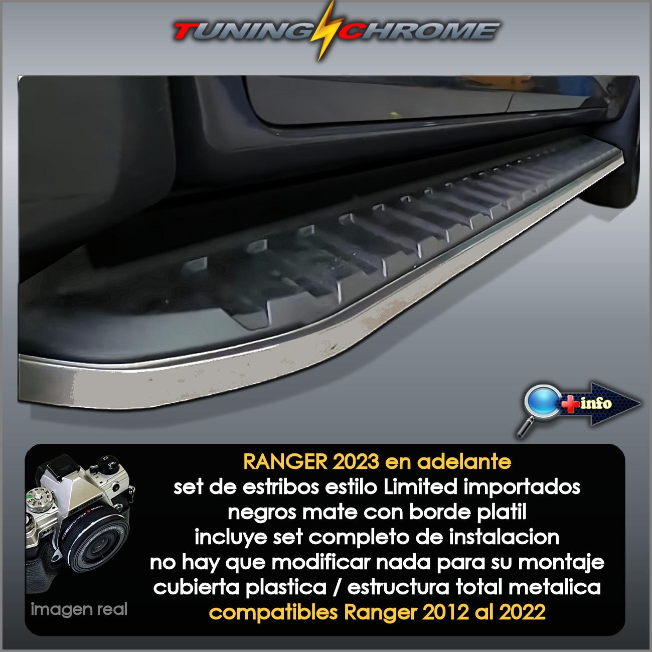Set de Estribos estilo LIMITED / Negro Mate / Borde Platil
2012 - 2022