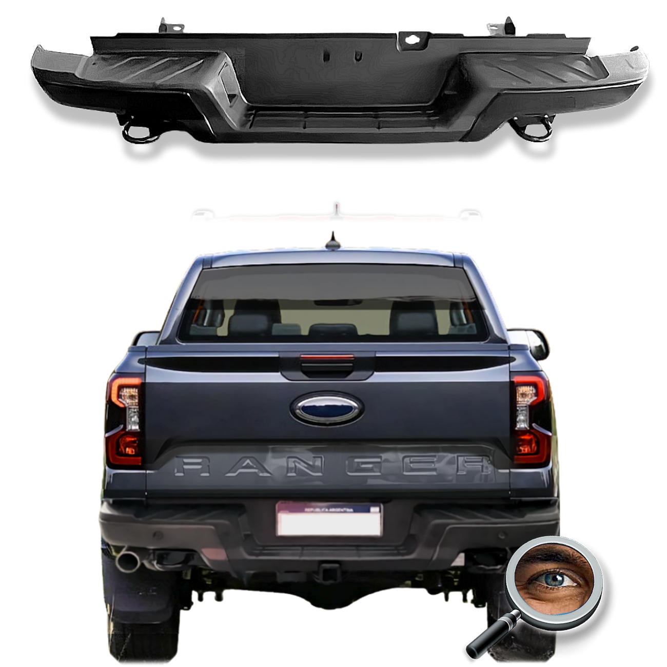 RANGER XL XLS XLT LIMITED BLACK / Paragolpe Trasero Estilo RAPTOR / Negro
2023 - 2026