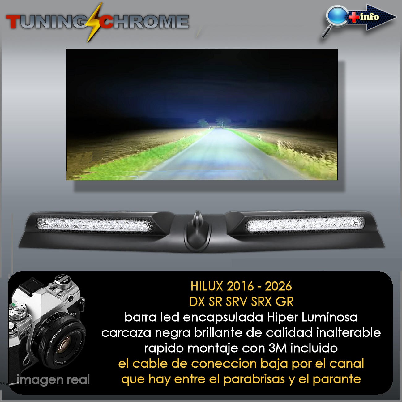 Barra Led Encapsulada / Negro Brillante / Hilux DX SR SRV SRX GR
2016 - 2026