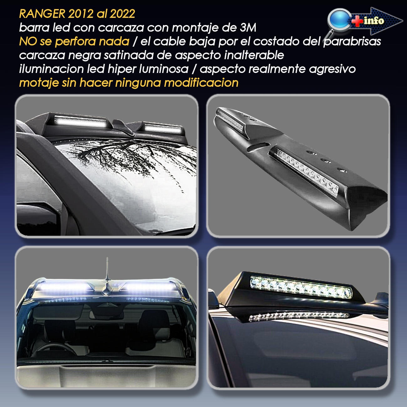 Barra de Led Encapsulada / Negro Brillante / Ranger XL XLS XLT LIMITED RAPTOR
2012 . 2022