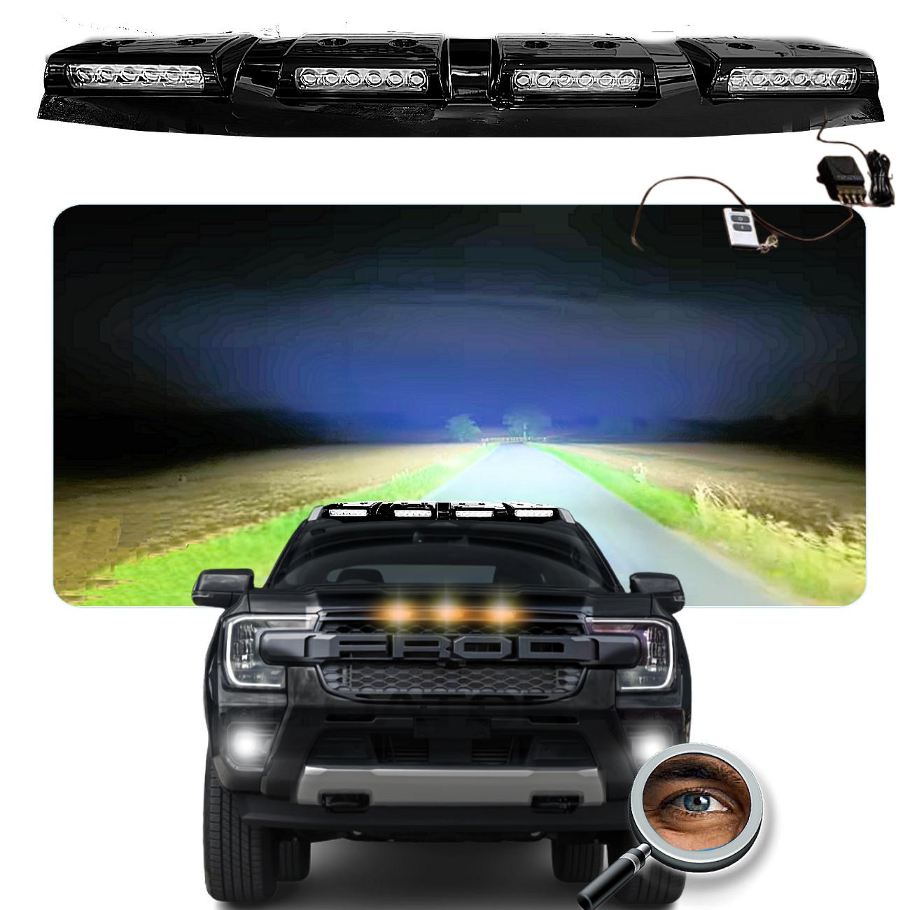 Barra de Led Encapsulada / Negro Brillante / RANGER XL XLS XLT LIMITED RAPTOR 2023 - 2026