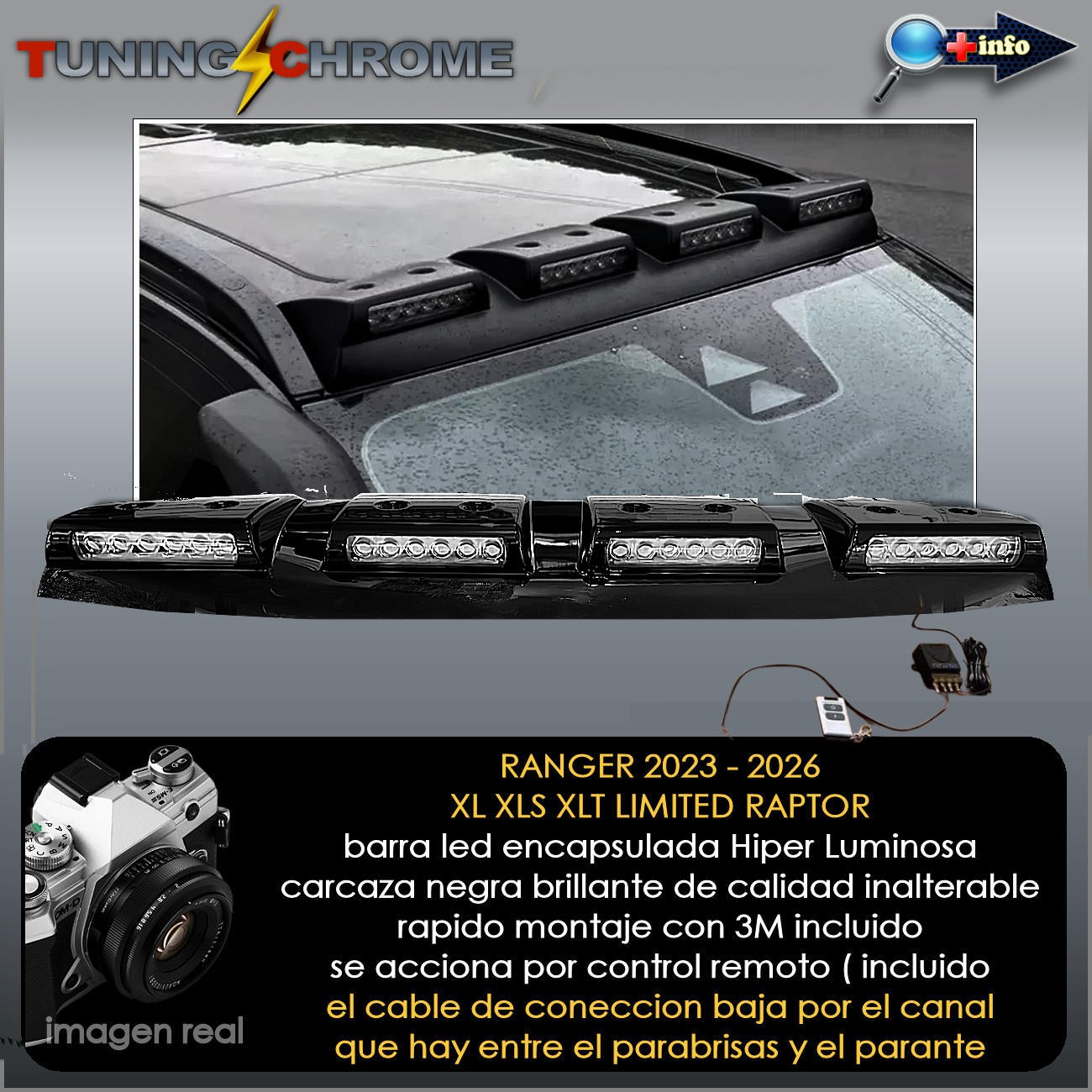 Barra de Led Encapsulada / Negro Brillante / RANGER XL XLS XLT LIMITED RAPTOR 2023 - 2026