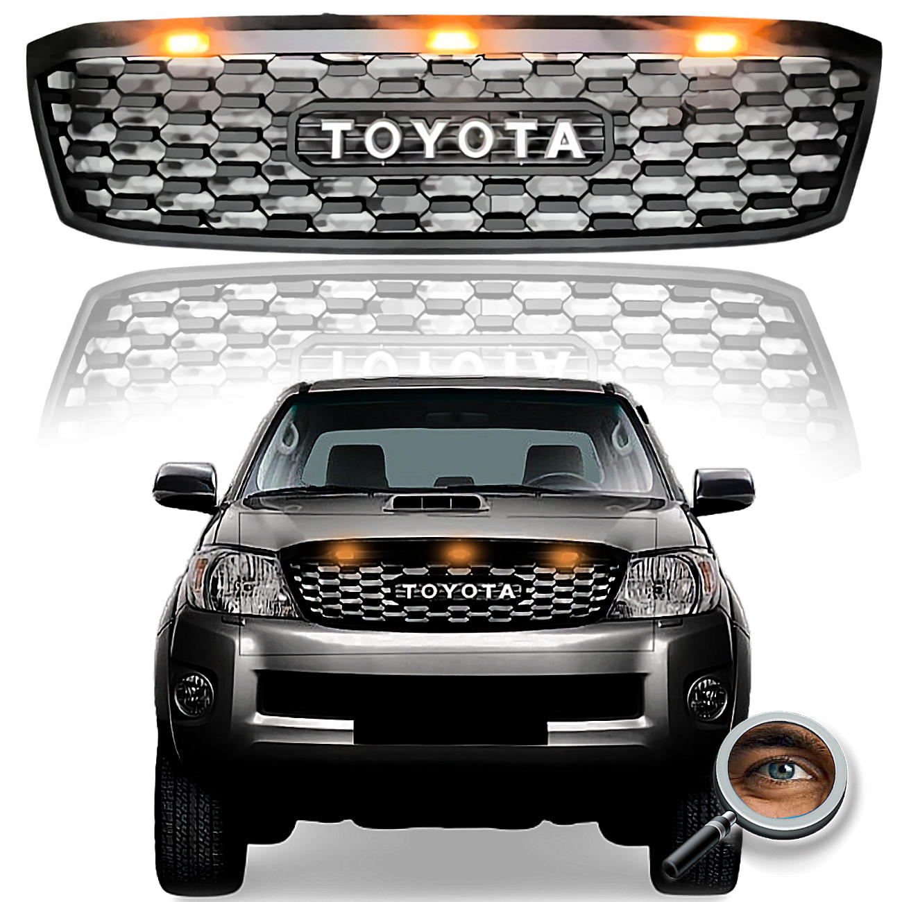 Parrilla HILUX TRD / Negro Mate / Led's Ambar
2005 - 2011