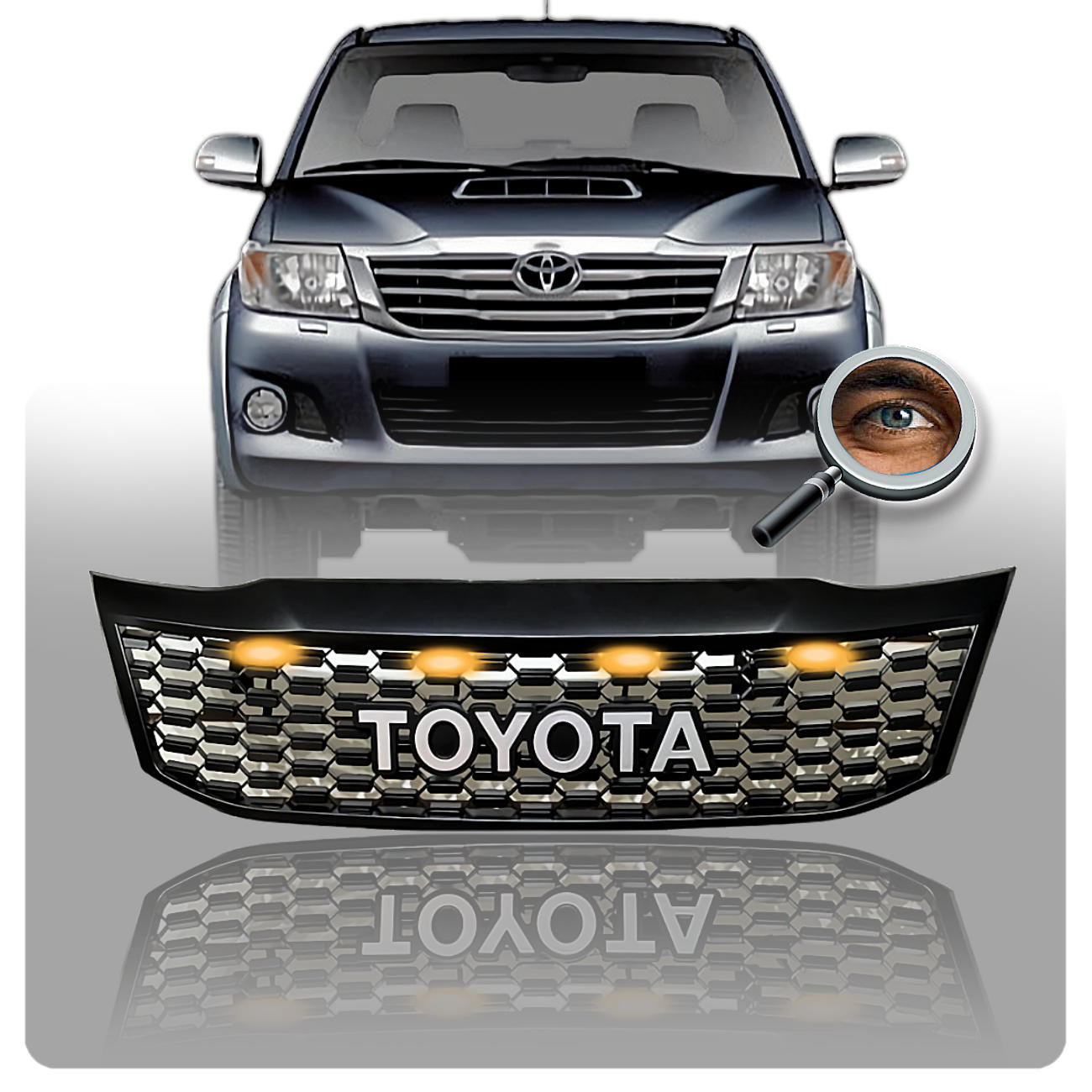 Parrilla HILUX TRD / Negro Mate / Led's Ambar
2012 - 2015
