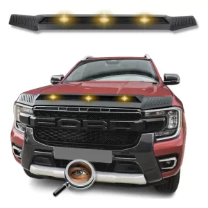 DEFLECTOR CAPOT RANGER 2023+ NEG/MAT LEDS AMBAR