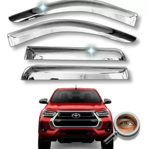 HILUX 2016 2024 DEFLECTORES VENTAN 100% CROMADOS